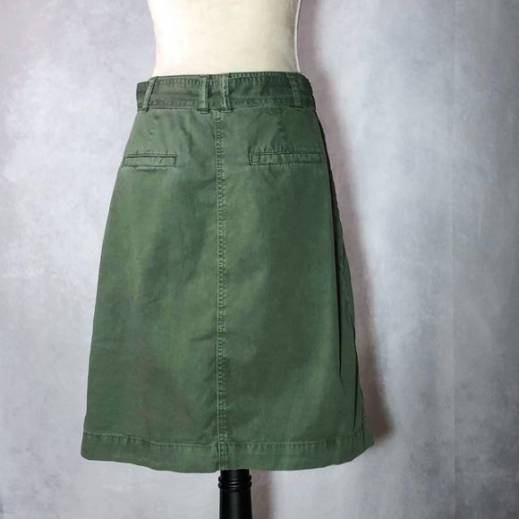 J Crew Chino Skirt GreenTie-Belt Button Front Midi Size 4 - Picture 3 of 10